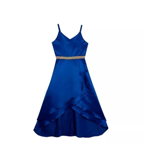 Rare Editions Royal Blue High Low Dress Big Kids Size 10 - Picture 1 of 15